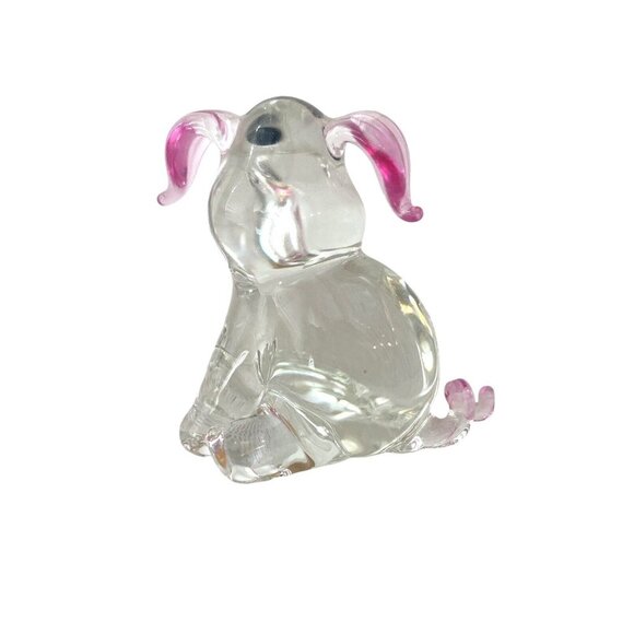 Blown Glass Pig Figurine Pink Ears 2 Inch High Adorable Animal Collectible - Picture 3 of 6